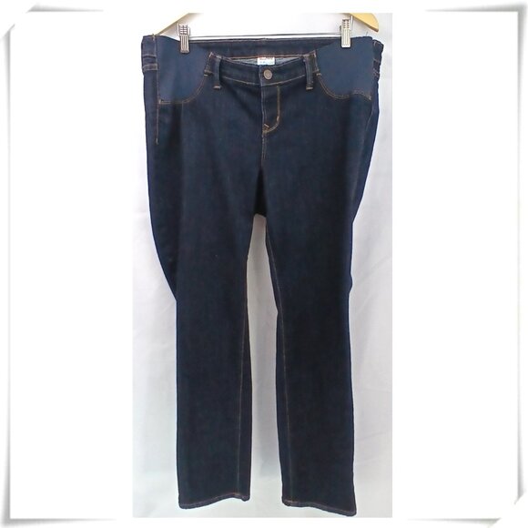 Old Navy Dark Blue Wash Maternity Skinny Short Petite Low Mid Rise Jeans  EUC - Picture 1 of 7